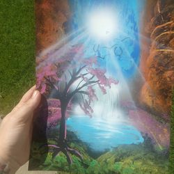Hand Painted 8x10 Outdoor Scenery On Poaster Board
