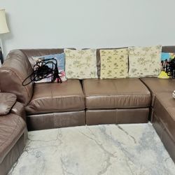 Brown Leather Couch 