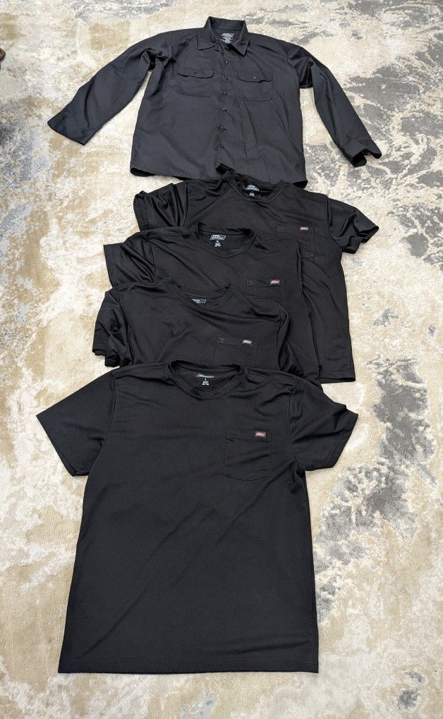 Genuine Dickies Work 4 T-shirts & Long Sleeve Temp Control Cooling Black Shirt Size Large