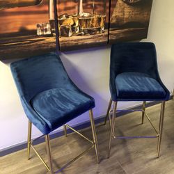 Meridian Furniture Karina Navy Velvet Barstools 