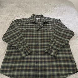 Wolverine Shirt Mens XXL 2XL Green Gray Plaid Long Sleeve Flannel Pockets