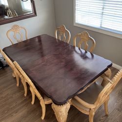 Dining Room Wood Table 6 Chairs
