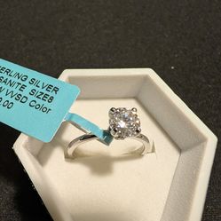 Diamond Moissanite Sterling Silver Ring