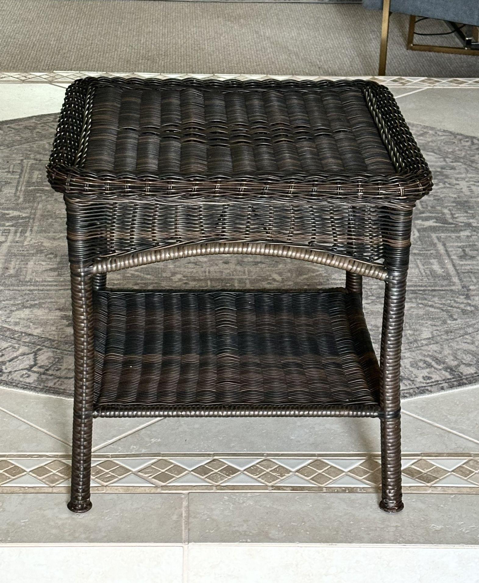 Pier 1 Indoor Outdoor Rattan Table With Shelf