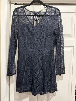 Navy Blue Lace Romper
