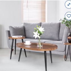 2 Piece Modern Solid Wood High Gloss Coffee Table Living Room Office Furniture