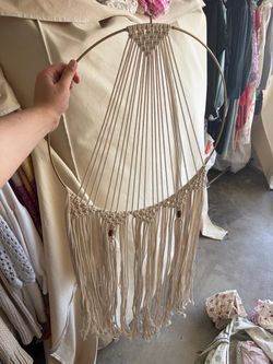 Boho Macrame Wall Hanging with Gold Ring