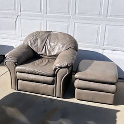 Nice Leather Chair With Ottoman 