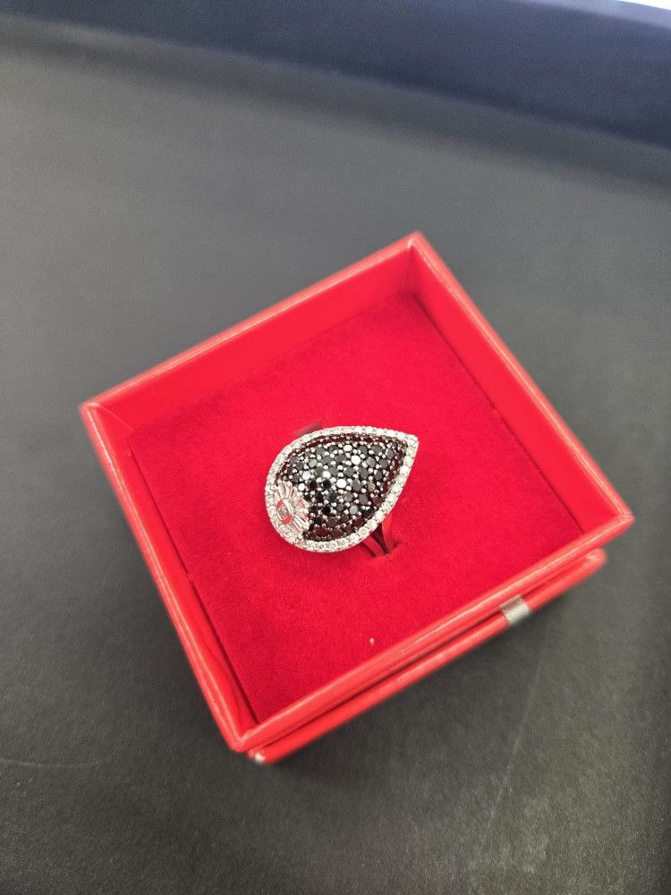 Blavk Diamond 14k White Gold Ring