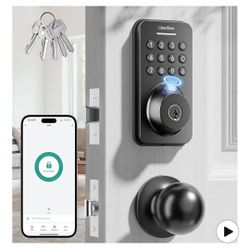Fingerprint Keypad Deadbolt with Handle Set, Keyless Entry Door Lock, Door Locks for Front Door Lock Set, App Control, Auto Locking, Easy to Install, 