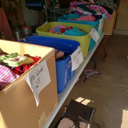 Bins Full Of Girl's Clothes & Shoes