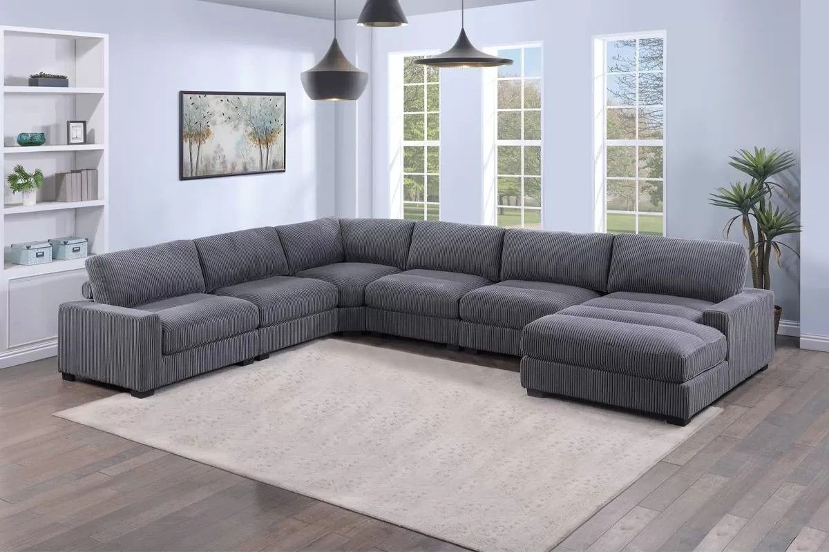Brand New Grey Super Plush Modular Sectional Sofa