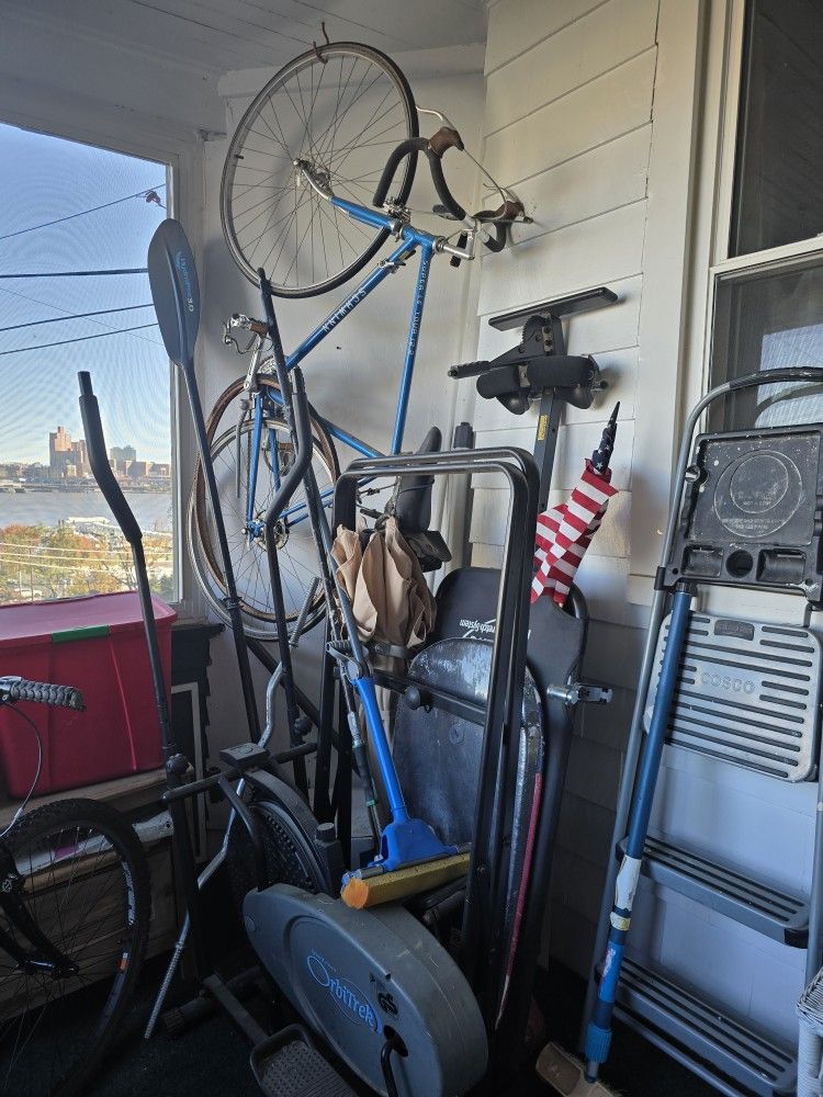 Gym Equipment And Vintage Bike