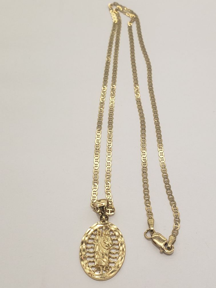 10k Yellow real gold 20" inches chain and 10k real gold saint Jude charm