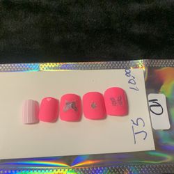 Short Matte Finished Pink Square Press-on Nails