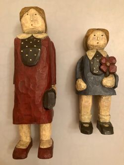 4 Carved wooden sculptures, as a set