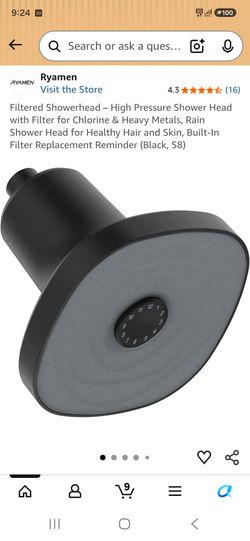 Filtered Showerhead – High Pressure Shower Head with Filter for Chlorine & Heavy Metals, Rain Shower Head for Healthy Hair and Skin, Built-In Filter R