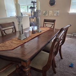 Wood Dining Table With 5 Chairs And Table Extender