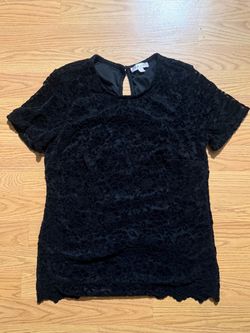 Black Floral Lace Short Sleeve Top