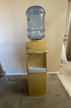 GE SmartWater Top-Load Water Cooler Dispenser and Sierra Spring 5-Gallon Water Bottle.