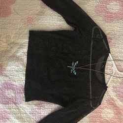 Black Glittery Fishnet Long Sleeve Top