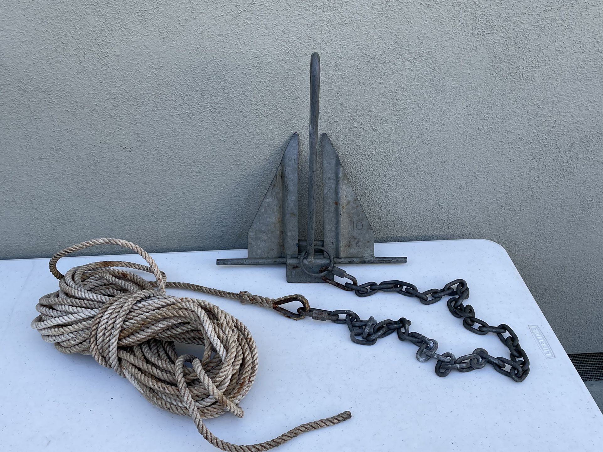 Boat Anchor #10, Chain, & Rope