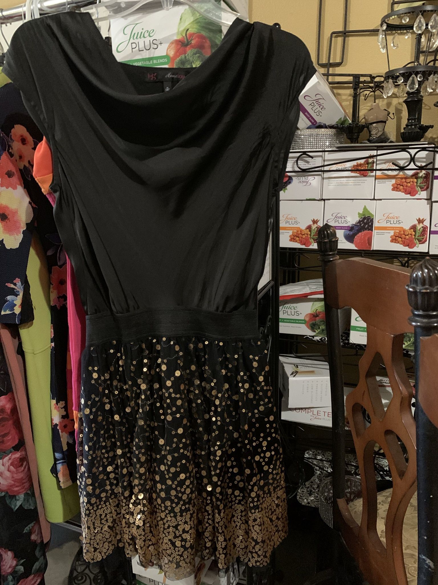 Silk Dress With Gold Shiny Sequins