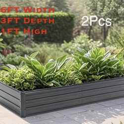 ✌️ 2Pcs 6x3x1 FT Metal Raised Garden Bed,Outdoor Reinforced Planter Boxes with Open Bottom Design and Hemming Technology,for Vegetables,Raised Beds