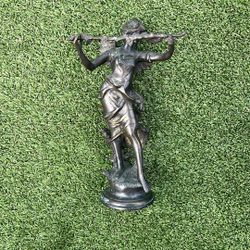 Bronze Sculpture of a Winged Goddess w/ Bird