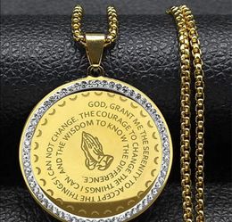 Gold Serenity Prayer Pendant Necklace
