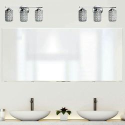 3-Light Crystal Bathroom Vanity Light Fixture, Polished Chrome