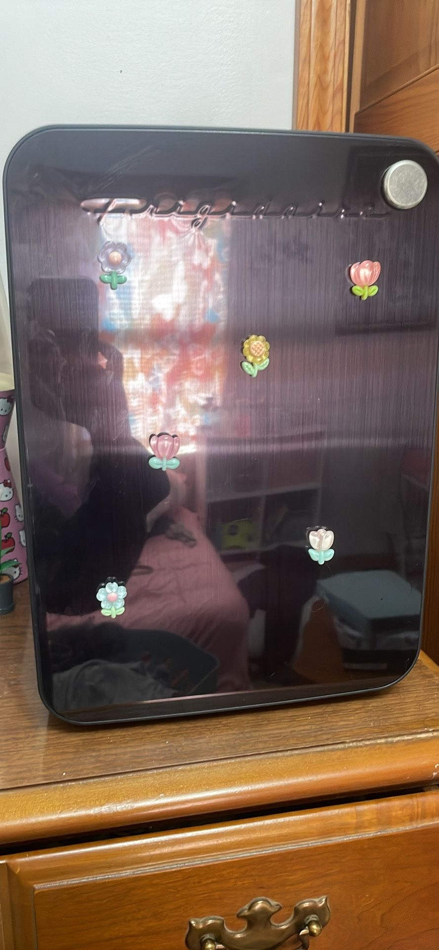 Mini Fridge With Flower Magnets ๐ธ