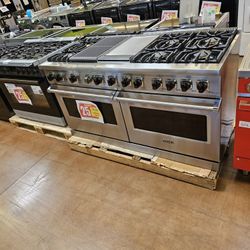 60 Inch Wide Stainless Steel Double Oven Dual Fuel Stove Viking 
