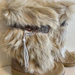 Bearpaw Faux Fur Women's Boots Sherpa Lining Brown Size W 7