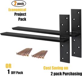 2 Free Hanging T Shelf Brackets 16" Solid Heavy Duty Steel