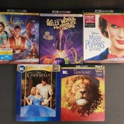 4K Ultra HD Bluray Movies Lot of 5 from Disney Steelbooks + Slip Covers
