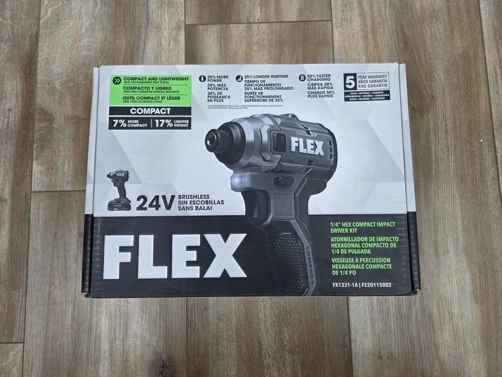 NEW Flex 24V Brushless 3-Mode Impact Driver Kit With Bag