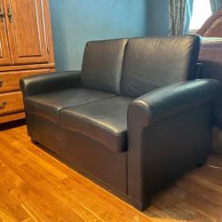 Black Faux Leather Love Loveseat And Twin Sleeper For Sale 🛋️ 🛏️  