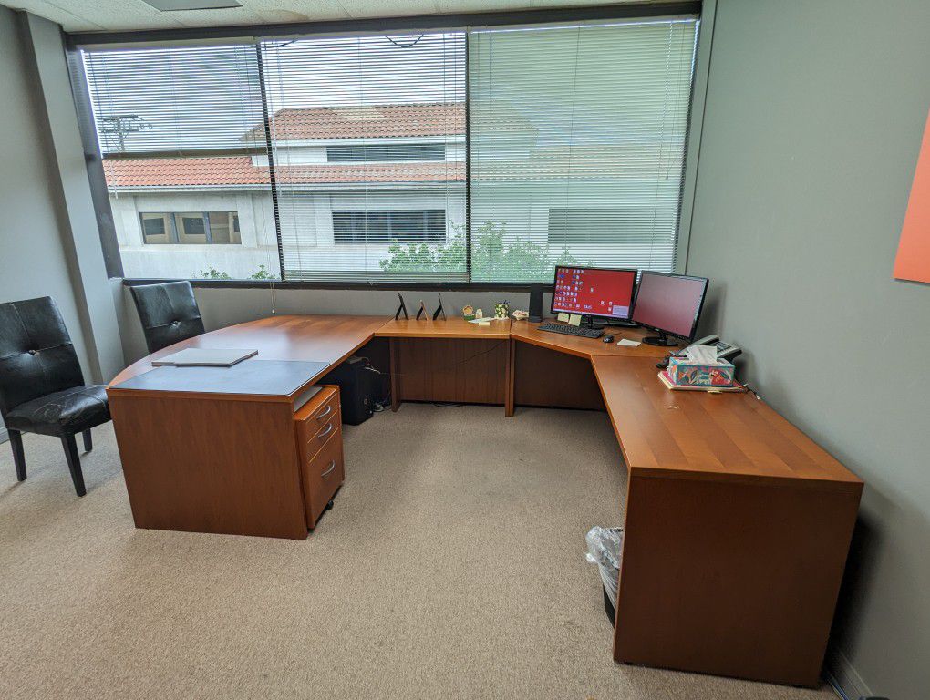 Modular Executive Table 4-piece With Filing Cabinet 