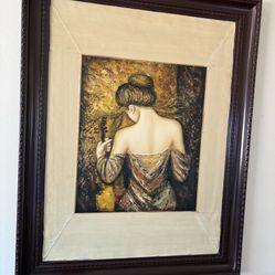 Girl with Guitar Painting 