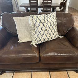 Leather Couch 2 Pieces With Pillows 