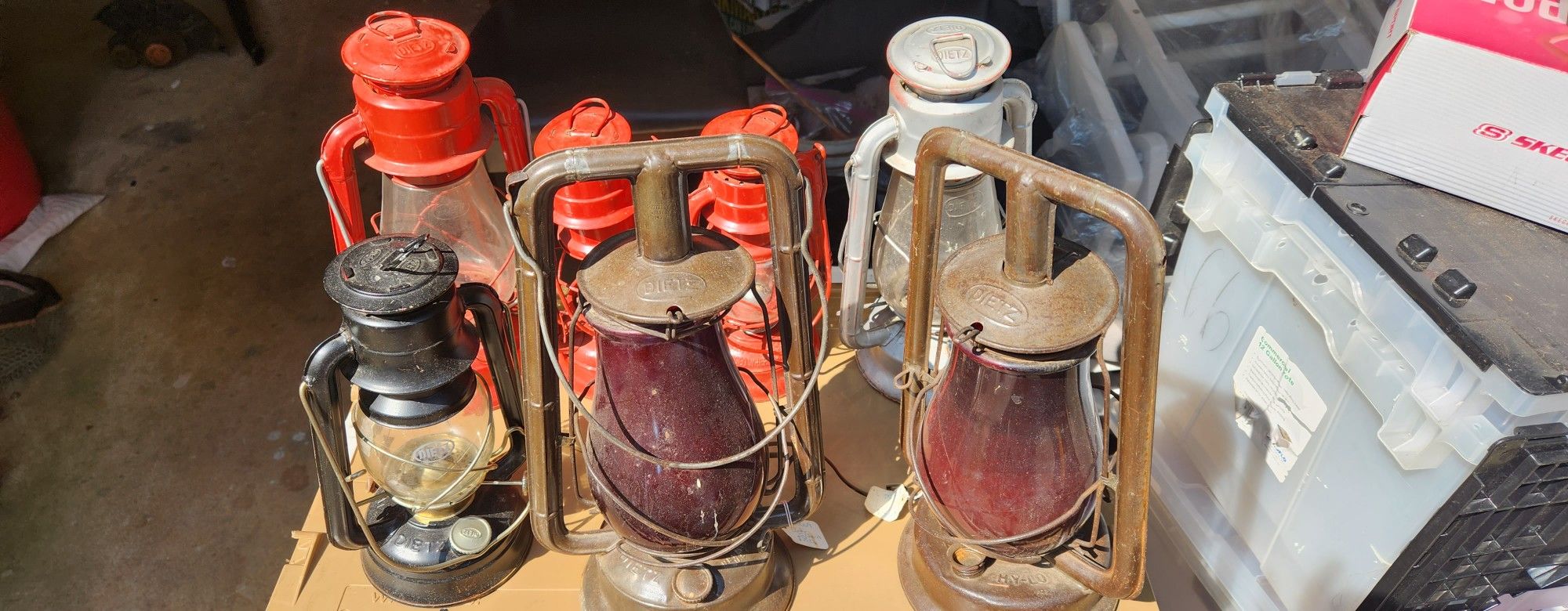 7 old Dietz camping lanterns
