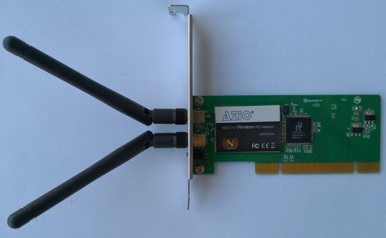AZiO AWD102N Wireless Adapter IEEE 802.11b/g, IEEE 802.11n Draft 2.0 PCI