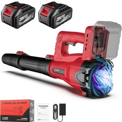 Leaf Blower Cordless with 2 x 4.0Ah Battery and Charger, 160MPH/580CFM High Power Lightweight Handheld Electric Snow Blower with 2 Extended Tubes for 