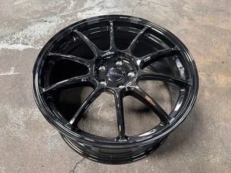 "Set of 4 19"" x 8.5J Black Flow Foaming Wheels 5x114.3 ET42 CB73.1 – Brand New, Never Mounted, Fits Nissan Maxima, Ford Fusion"