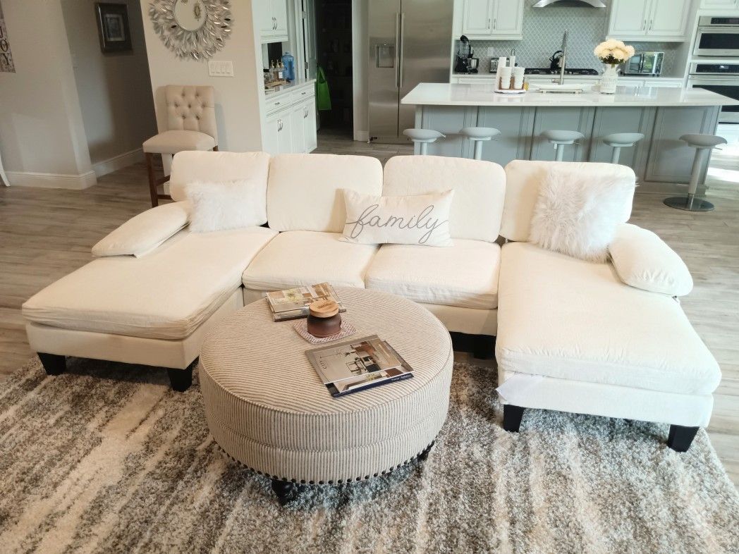 Off White Double Chaise Sectional 