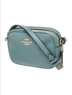 COACH Mini Jamie Camera Bag Purse Pebble Leather Crossbody Light Blue Marine Teal USED