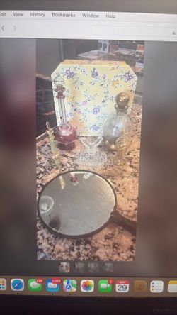 Vintage perfume bottles, mirror, price reduced as is