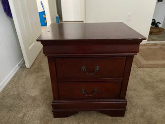 Cherry Wood 2-Drawer Nightstand
