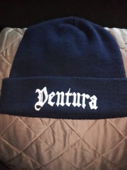 Dark Blue Ventura Lettering Style Beanie